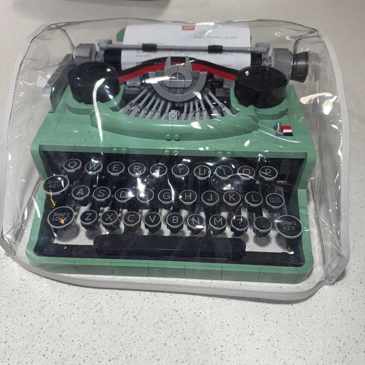 Lego® Typewriter Dust Cover in Clear Vinyl