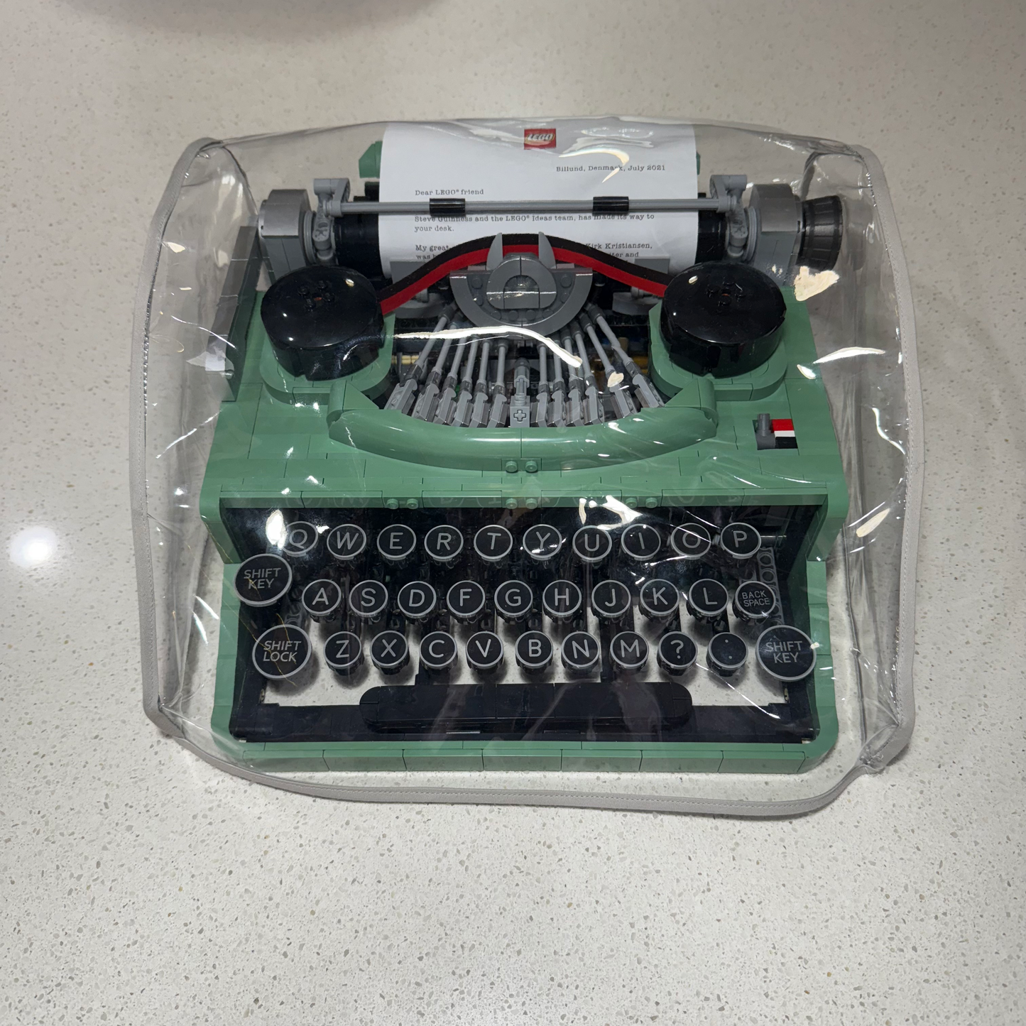 Lego® Typewriter Dust Cover in Clear Vinyl