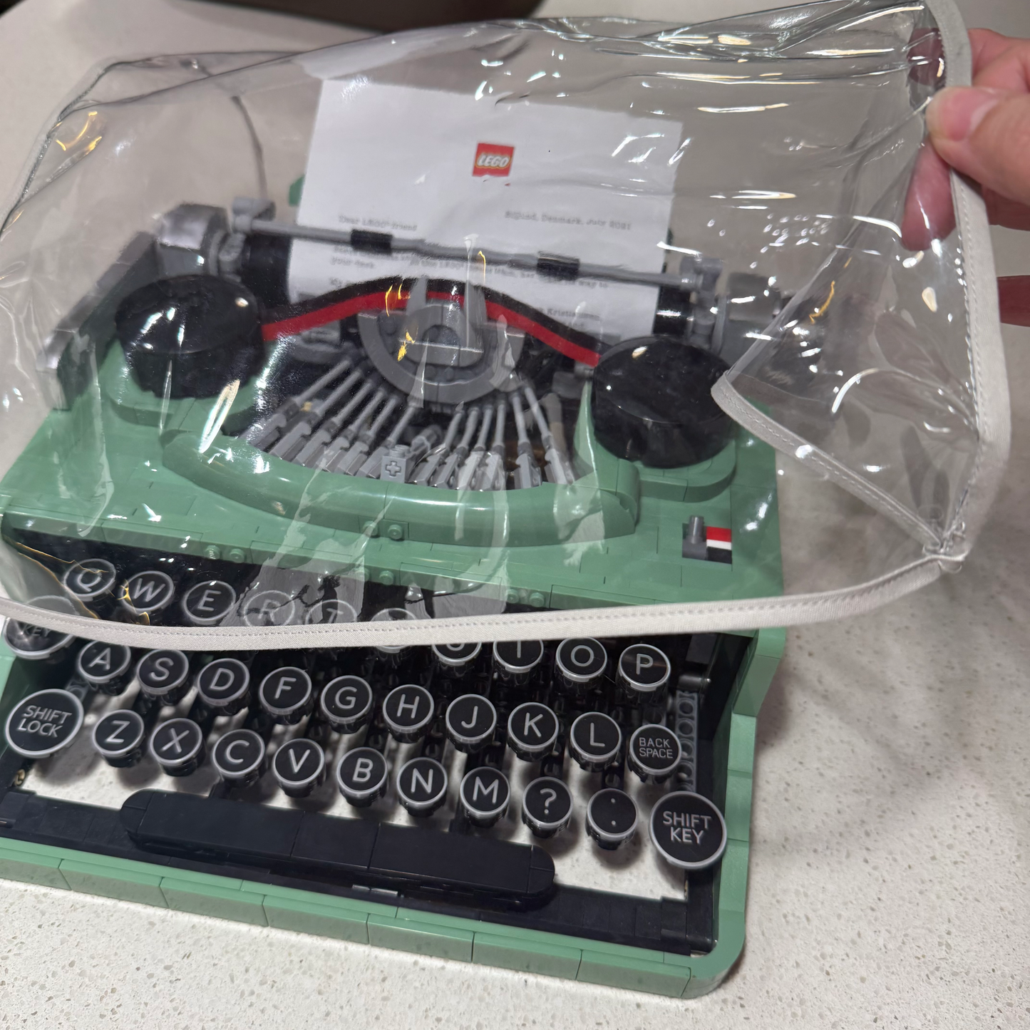 Lego® Typewriter Dust Cover in Clear Vinyl