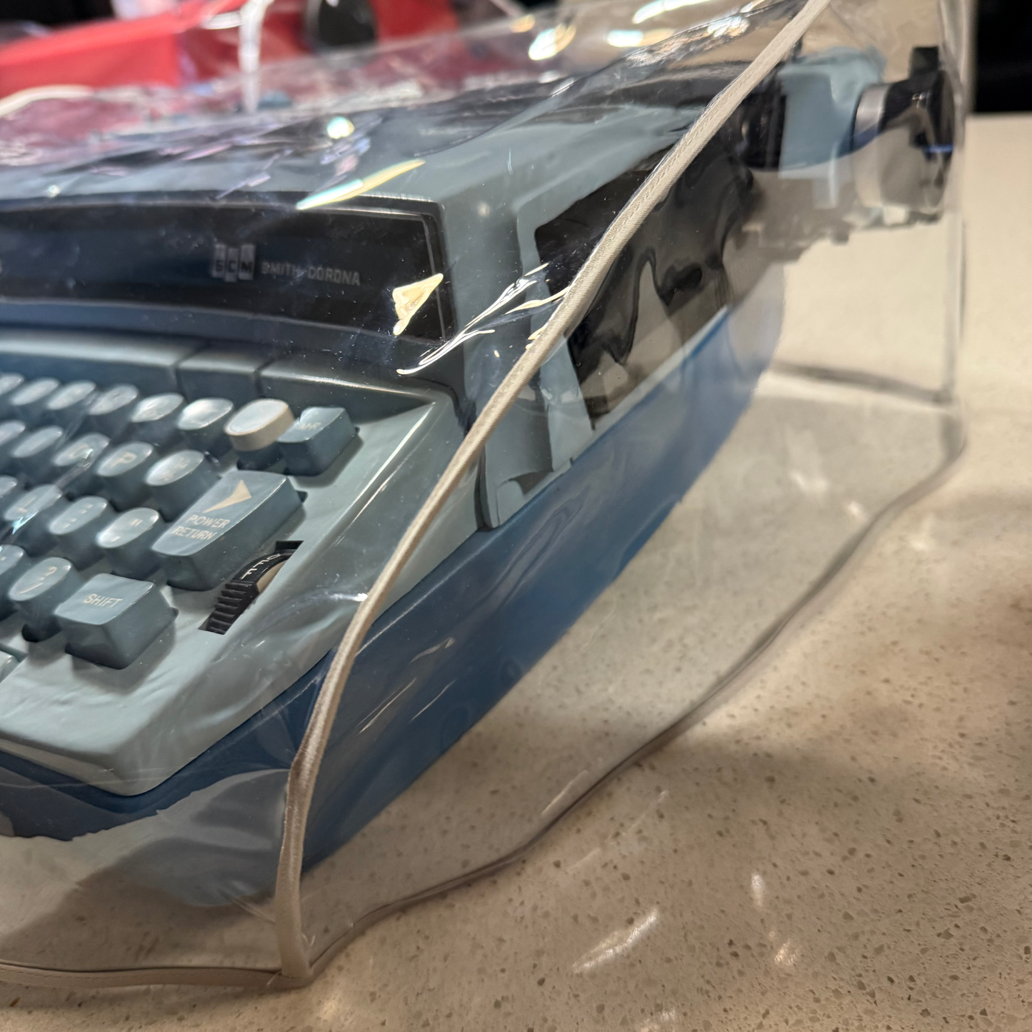 Small Electric Portable Typewriter Dust Cover in Clear Vinyl