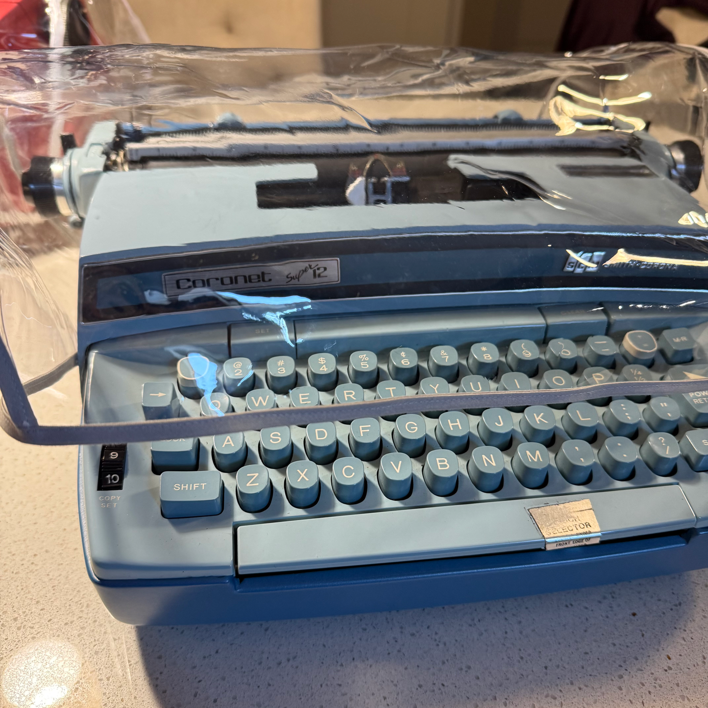 Small Electric Portable Typewriter Dust Cover in Clear Vinyl