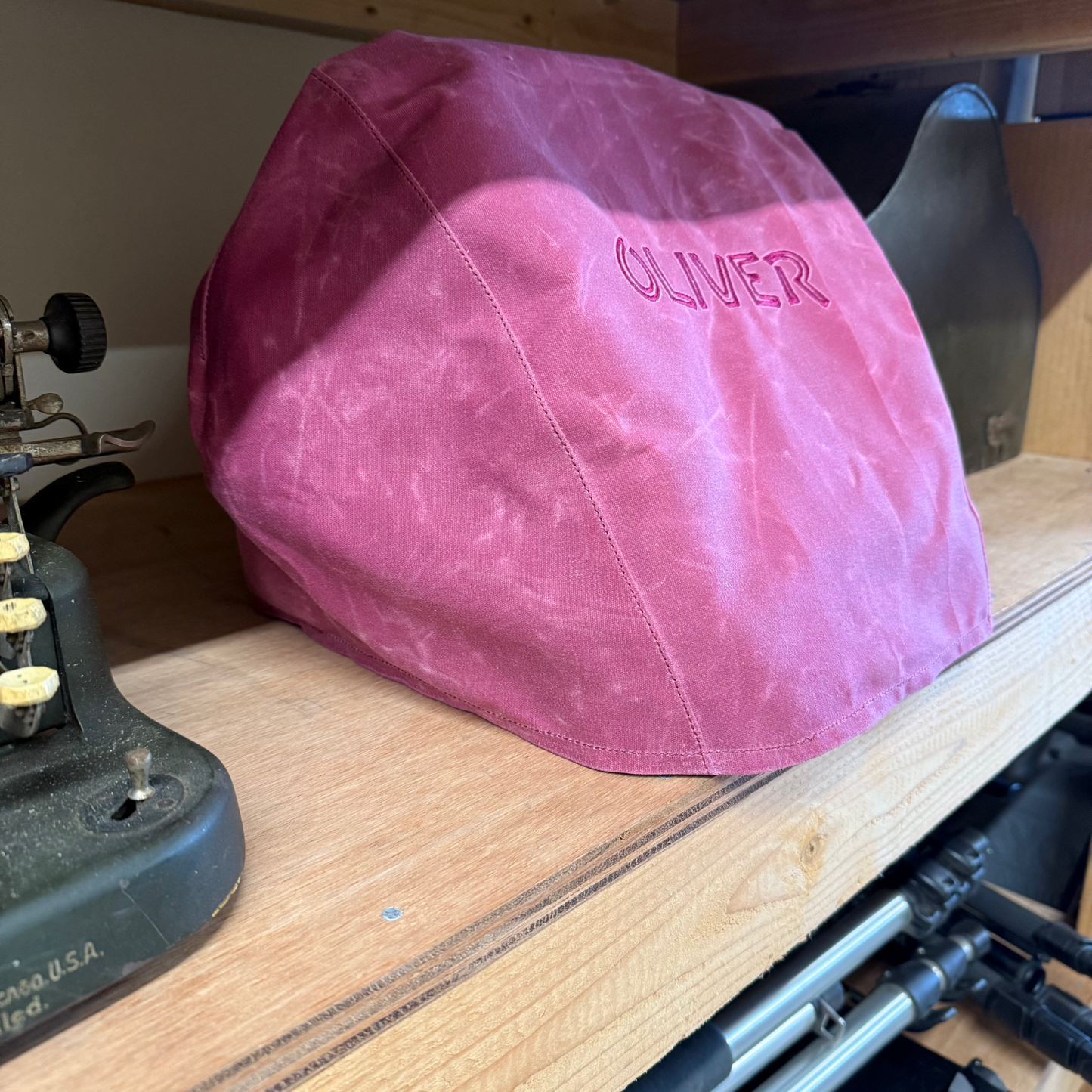 Oliver Bat Wing Dust Cover in Waxed Canvas - Embroidered